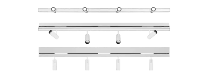 RAIL TRACK K-SCAPE 24V et 48V blanc, solution d’éclairage sonore sur rail magnétique avec lumière et son intégrés