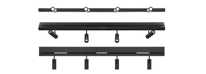 RAIL TRACK K-SCAPE 24V et 48V noir, luminaire sonore magnétique avec éclairage LED et haut-parleur intégré
