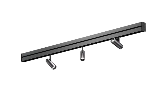 "RAIL S TRACK K-SCAPE noir, luminaire sonore mobile sur rail magnétique avec lumière LED et son intégré