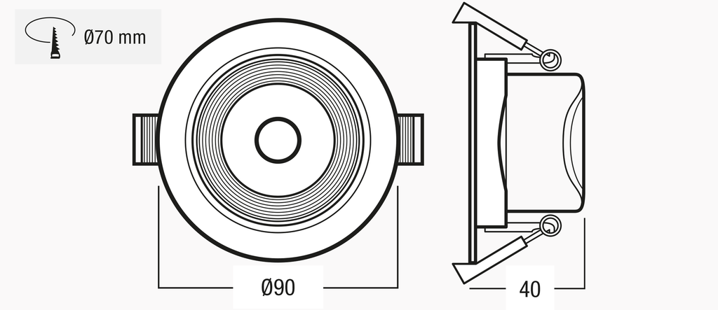 Spot HARMONY CCT, 7 watts, dim. Triac, encas. Ø70mm, blanc dynamique
