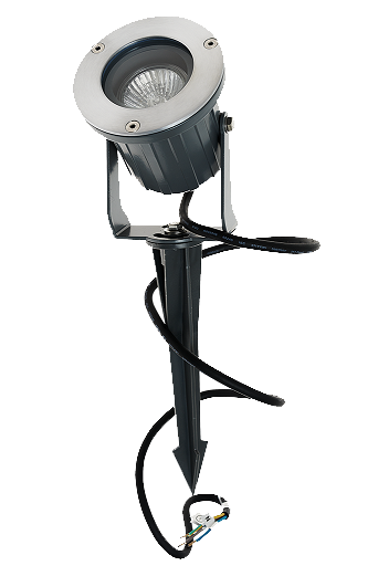 Spot de sol extérieur avec piquet rond GU10 orientable IP65 ALU