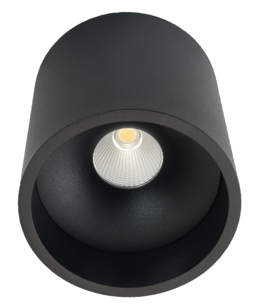 Plafonnier apparent rond - 8W - 880lm - 40° - 2700K - IP65/20 - Noir - Dali dim