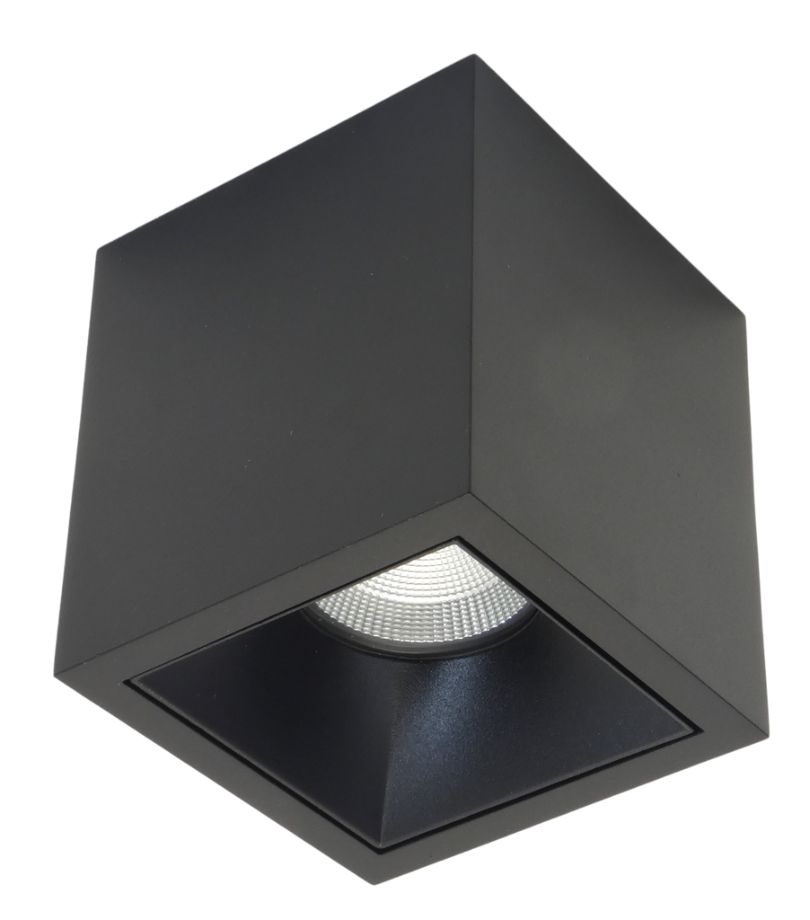 Plafonnier apparent 8,9W 3000K CRI>80 48° 1135Lm TriacDIM 85x85x83mm NOIR