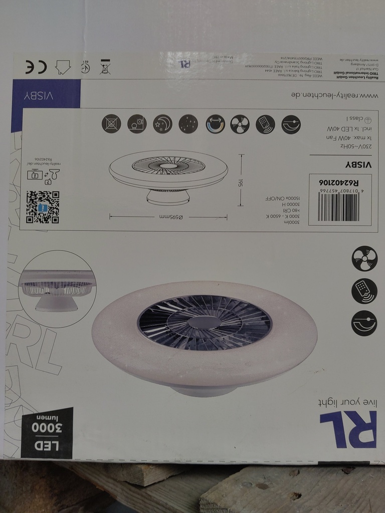 Plafonnier Ventillateur visby - 60cm - 4000 lm