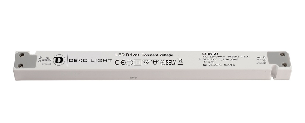 LED-Powersupplyunit,LONG-FLAT,CV,LT-60-24,inputvoltage:220-240VAC/50-60Hz,outputvoltage:24VDC,outputcurrent:0-2500mA,60,00W,IP20