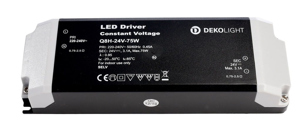 LED-Powersupplyunit,BASIC,CV,Q8H-24-75W,inputvoltage:220-240VAC/50-60Hz,outputvoltage:24VDC,outputcurrent:0-3100mA,75,00W,IP20