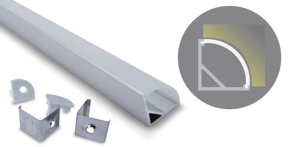 Profilé aluminium dangle, 2000mm, diffuseur opale, pour ruban 10mm