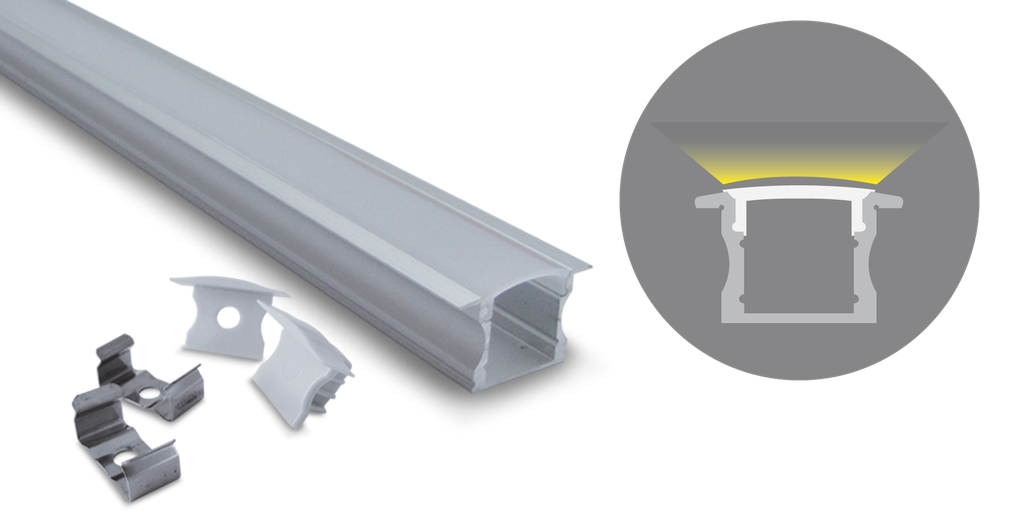 Profilé aluminium basic haut, 2000mm, diffuseur opale, pour ruban 10-
