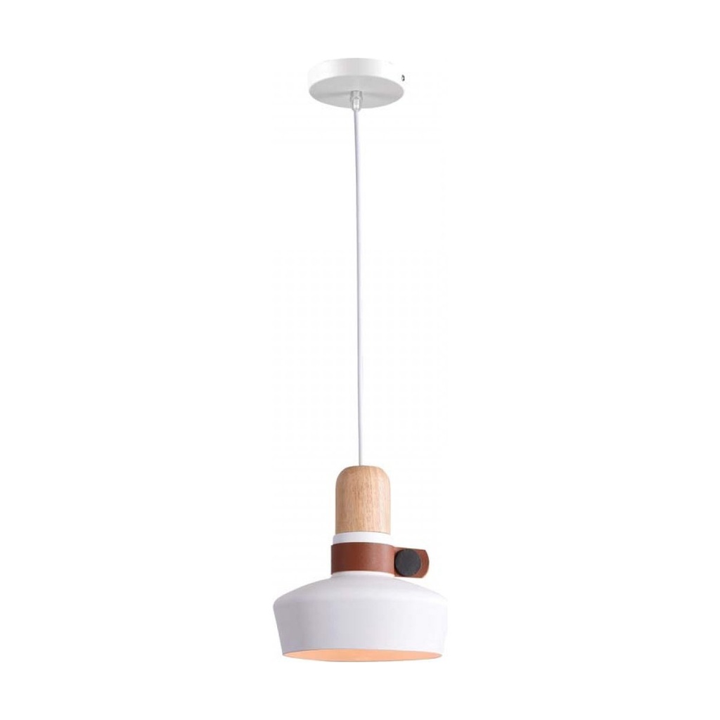 PENDANT LAMP E27 MAX 40W WOOD LEATHER WHITE 