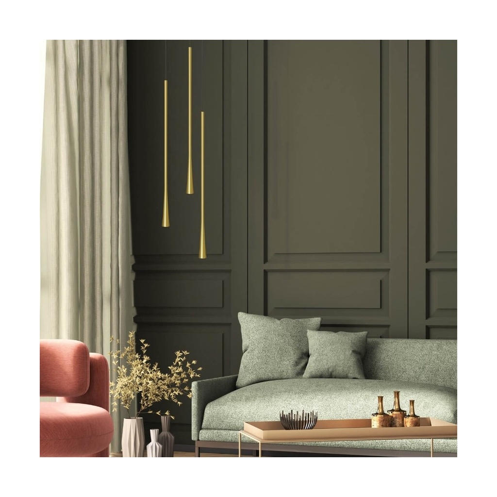 LED PENDANT LIGHT 7W 3000K ALUMINIUM   BLACK CANOPY - BRASS LAMP