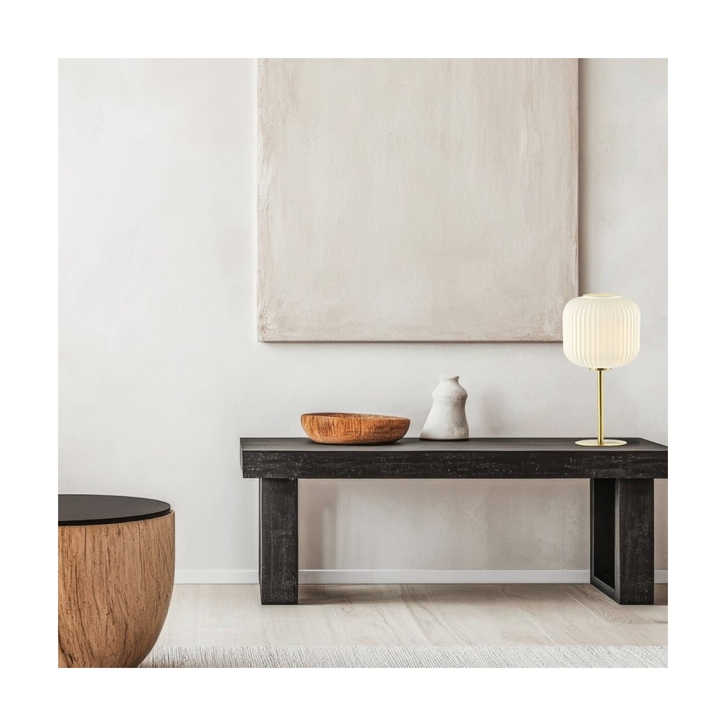 TABLE LAMP E27 MAX 40W GLASS MATERIAL WHITE & BRASS  ON/OFF SWITCH