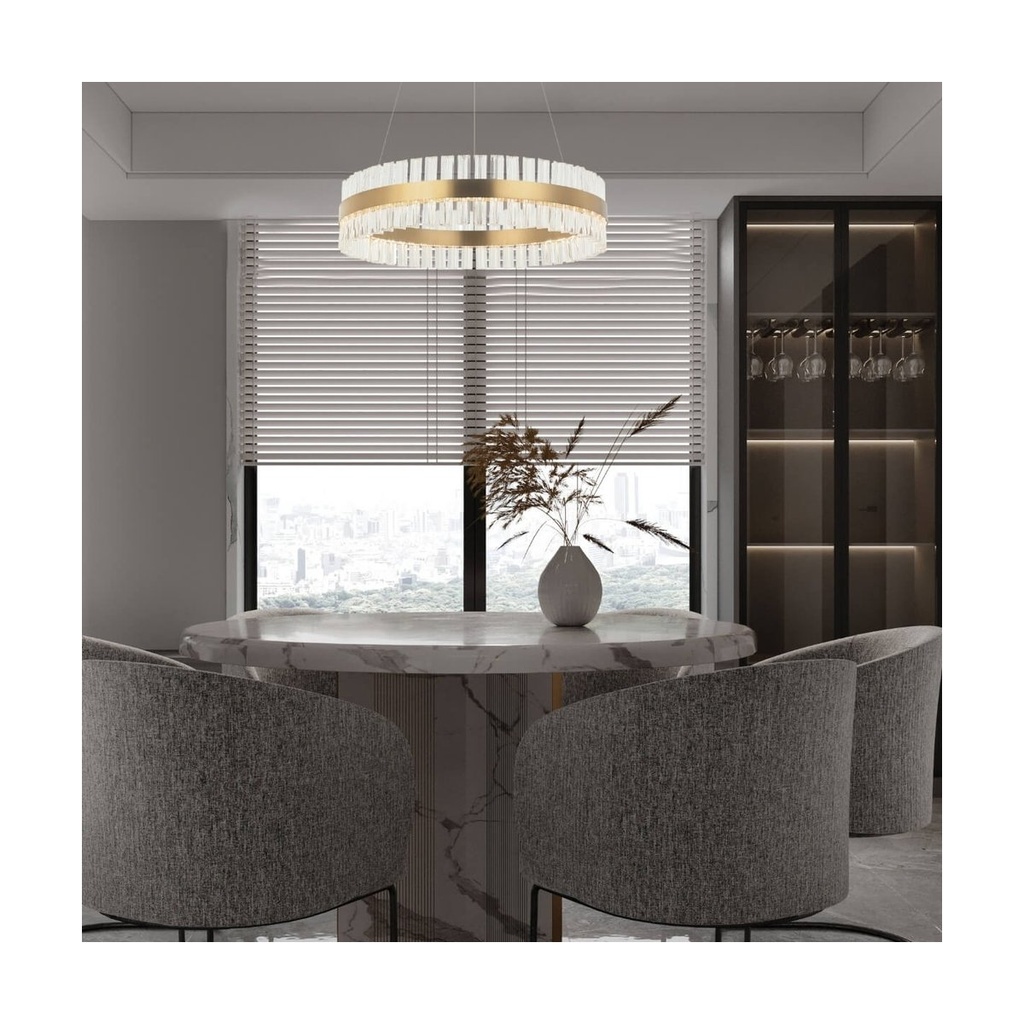 PENDANT LED LIGHT 68W 3000K STEEL GLASS GOLD 