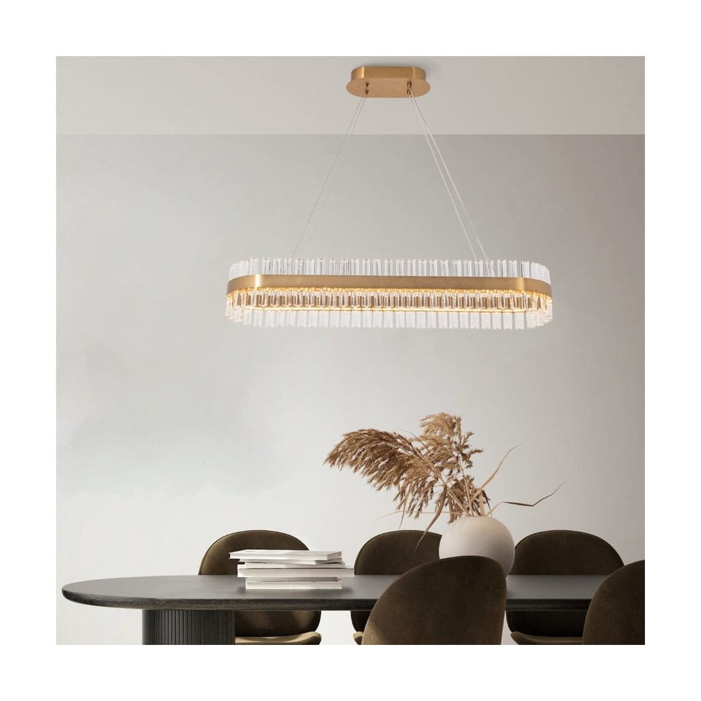 PENDANT LED LIGHT 68W 3000K STEEL GLASS GOLD
