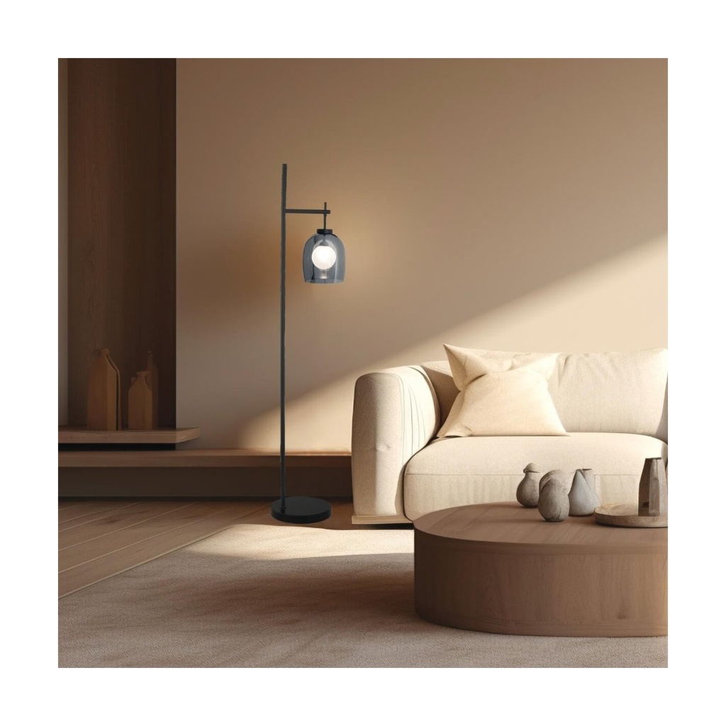 FLOOR LAMP G9 MAX 5W SMOKED-OPAL GLASS  BLACK MARBLE