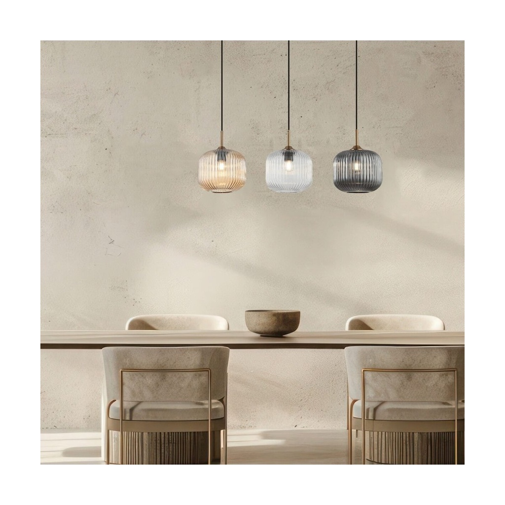 PENDANT LIGHT 3XE27 MAX40W GLASS CLEAR-SMOKE-CHAMPAGNE