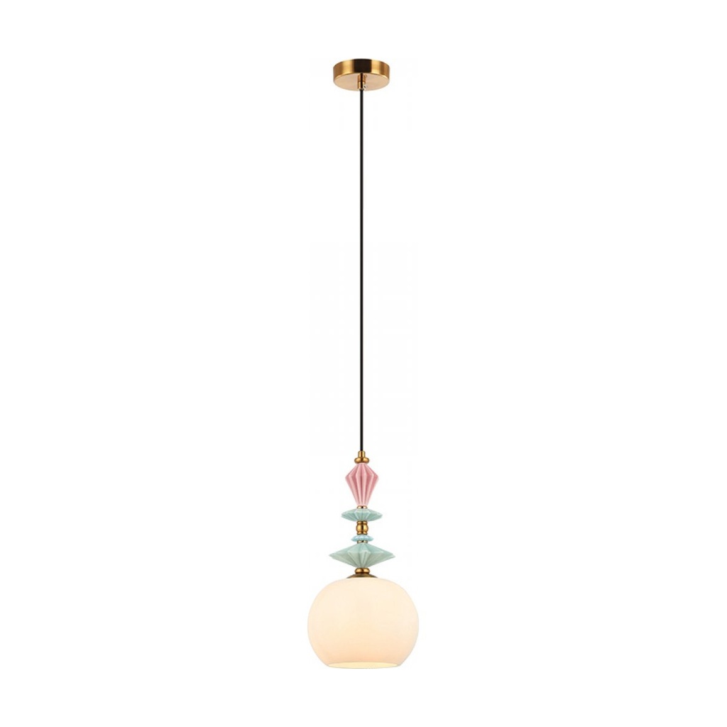 PENDANT LAMP E27 MAX 40W OPAL GLASS ANTIQUE BRASS