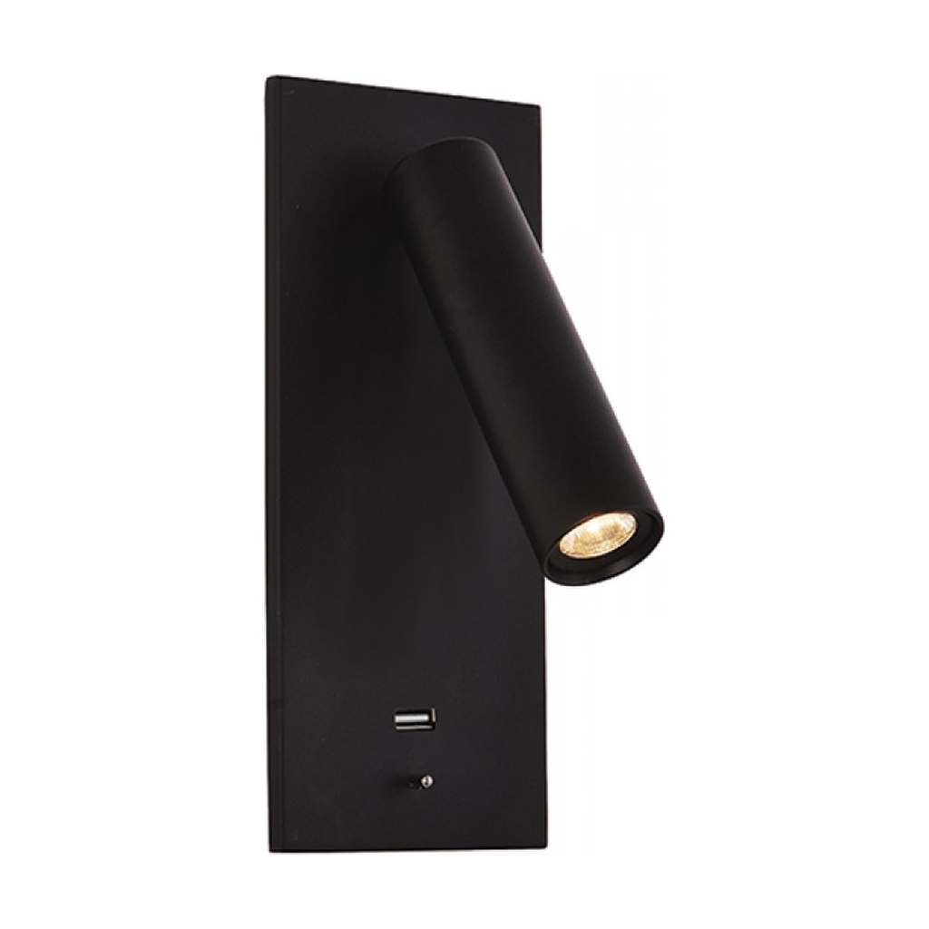 SCONCE RECESSED LED 3W METAL BLACK USB