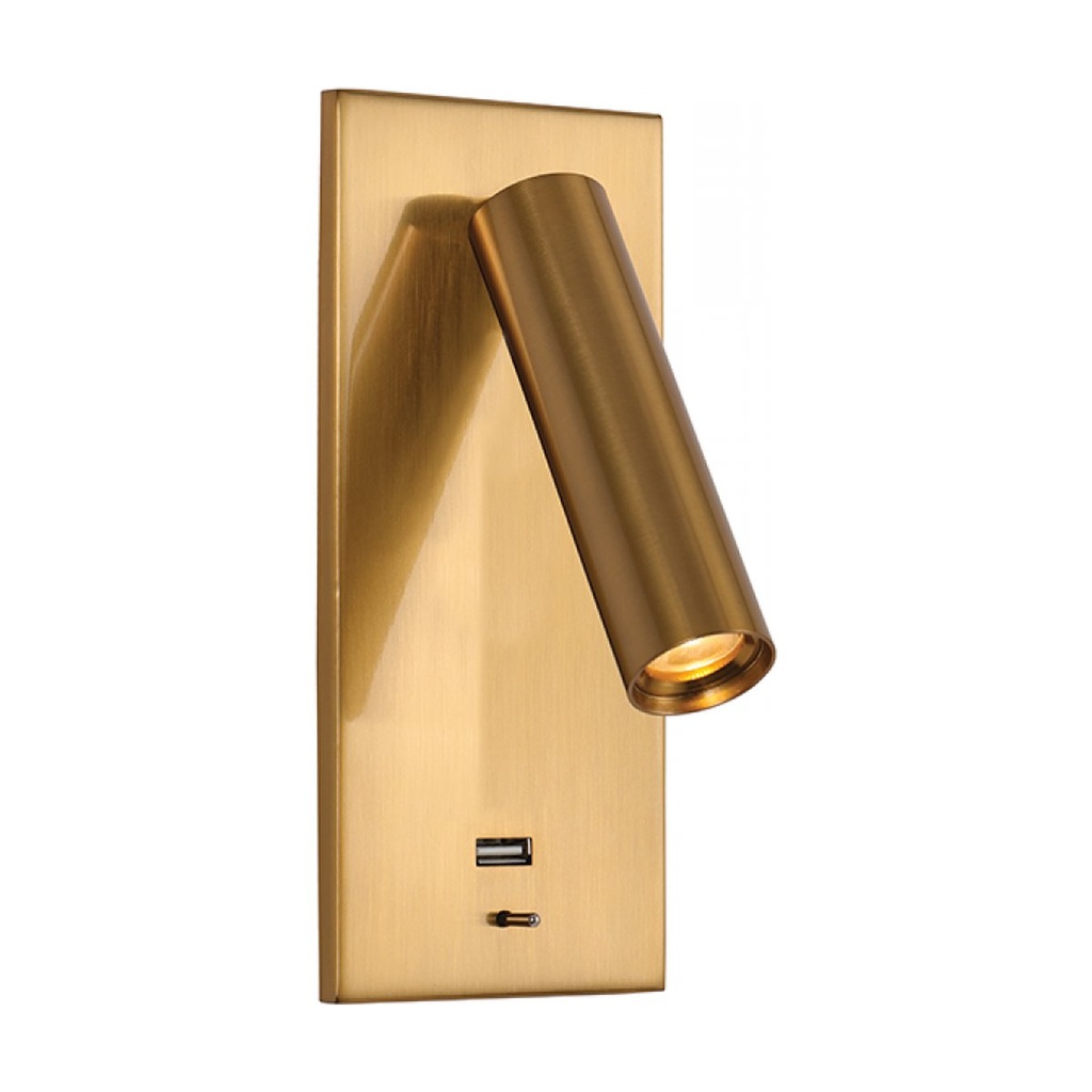 LED RECESSED LAMP 3W 3000K ALUMINUM & METAL WITH USB BRUSSED BRASS