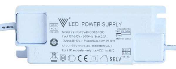Led Driver pour Dalles 0504/5-0506/7 DIM Triac 40W 1000mA