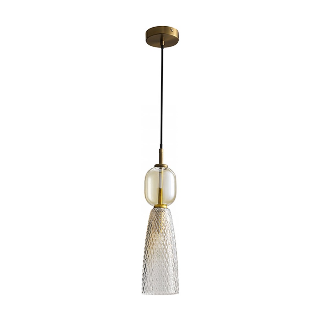 PENDANT LIGHT E14 MAX 40W METAL-GLASS ANTIQUE BRASS 