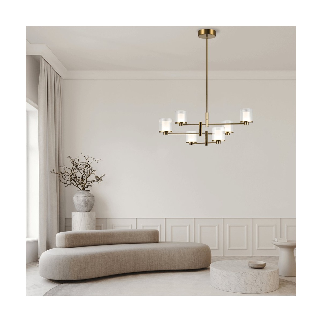 PENDANT LED LIGHT 42W 3000K METAL-GLASS GOLD