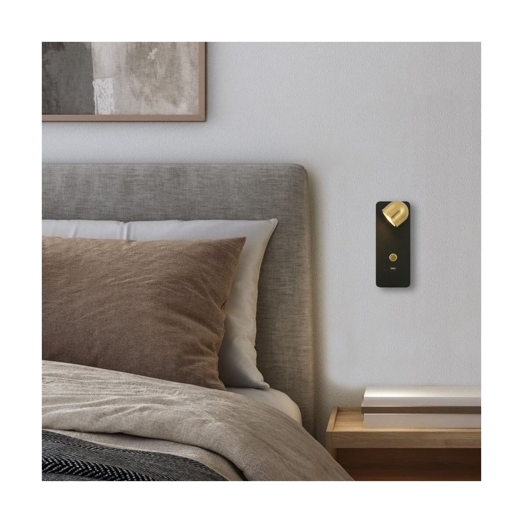 SCONCE LED LIGHT 2,5W 3000K METAL-ALUMINIUM BLACK-BRASS