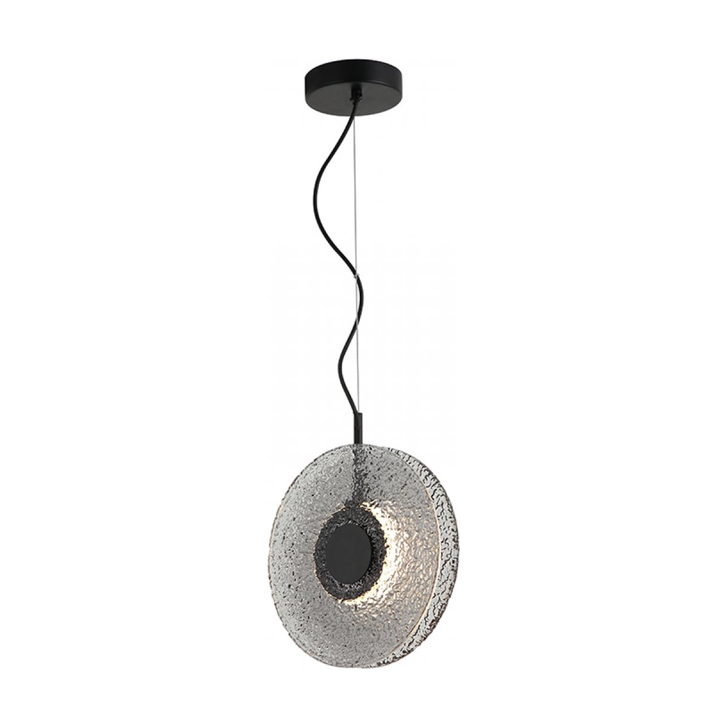 PENDANT LED LIGHT 8W 3000K METAL-GLASS, BLACK-SMOKED GREY