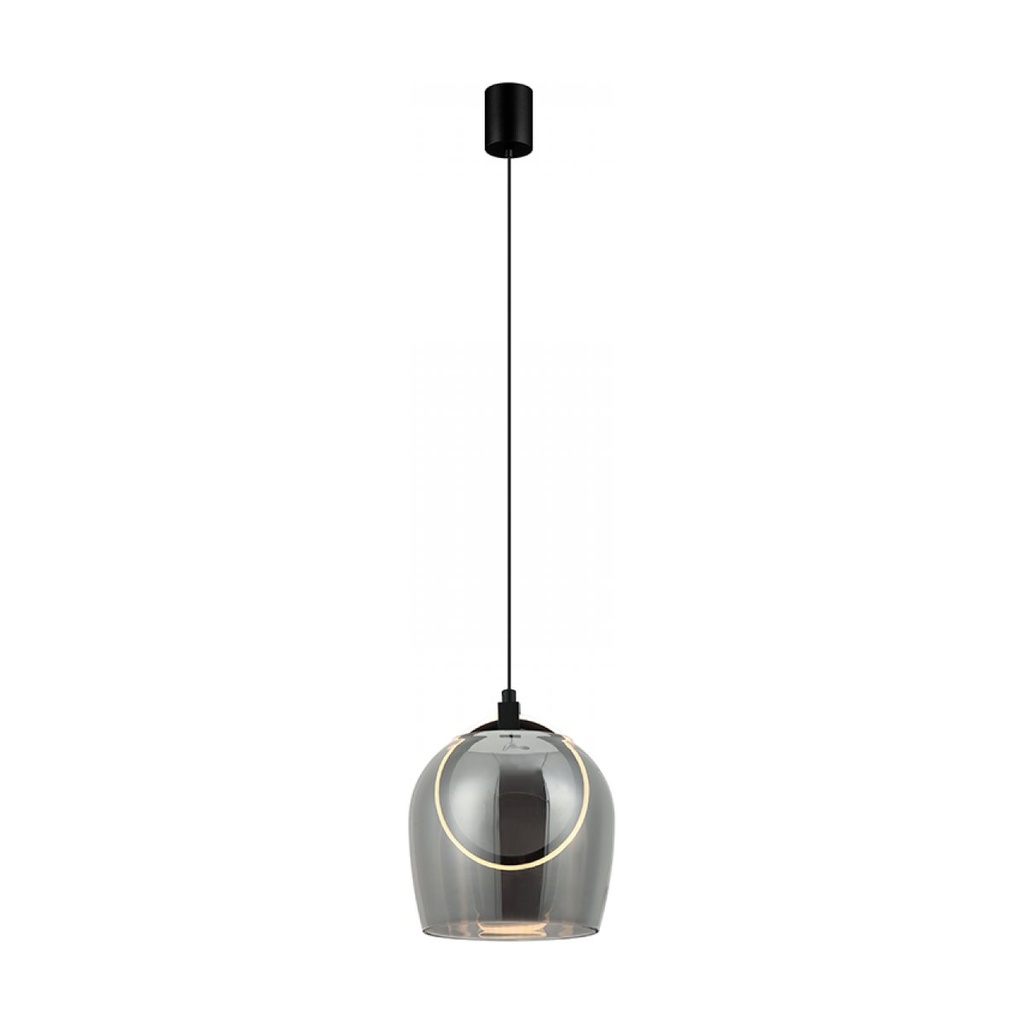 PENDANT LED LIGHT 6W 3000K METAL-SILICON-GLASS,BLACK-SMOKED GREY