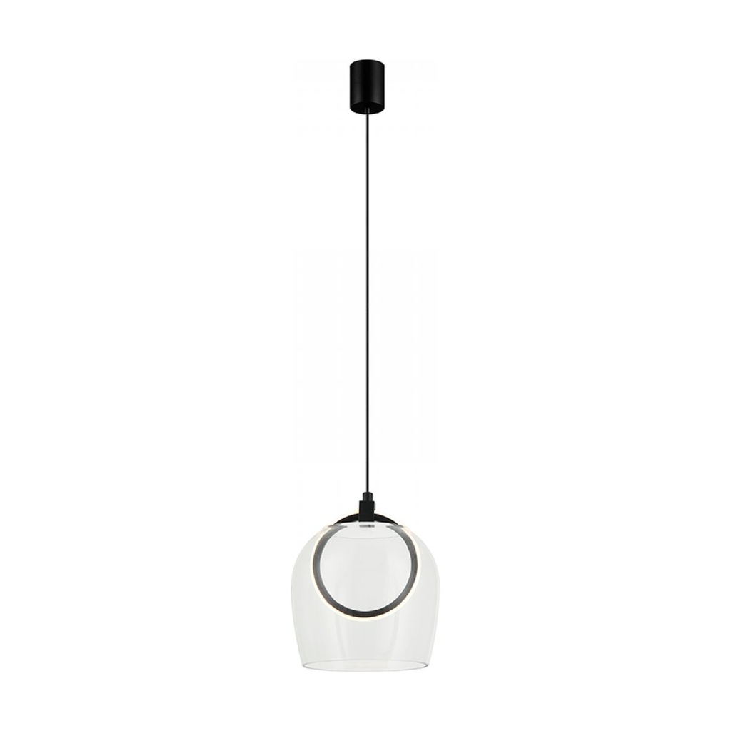 PENDANT LED LIGHT 6W 3000K METAL-SILICON-GLASS,BLACK-CLEAR GLASS