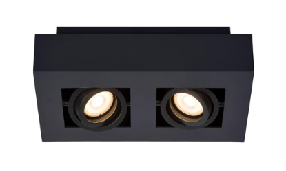 Lucide XIRAX - Spot plafond - LED Dim to warm - GU10 - 2x5W 2200K/3000K - Noir