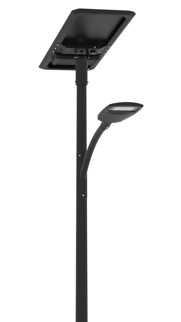 [SSLXPRO 6K 185 Wc]  Module solaire Monocristallin Technologie TOP CON : 185 Wc orientable à 360° incliné à 30 degrés /  Batterie LIFEPO4 : 627 Wh / Système intelligent de gestion D4I / Nœud Zhagha D4I de gestion à Distance / Decteur de présence Zhaga D4I en option fixation sous le luminaire / 1 luminaire