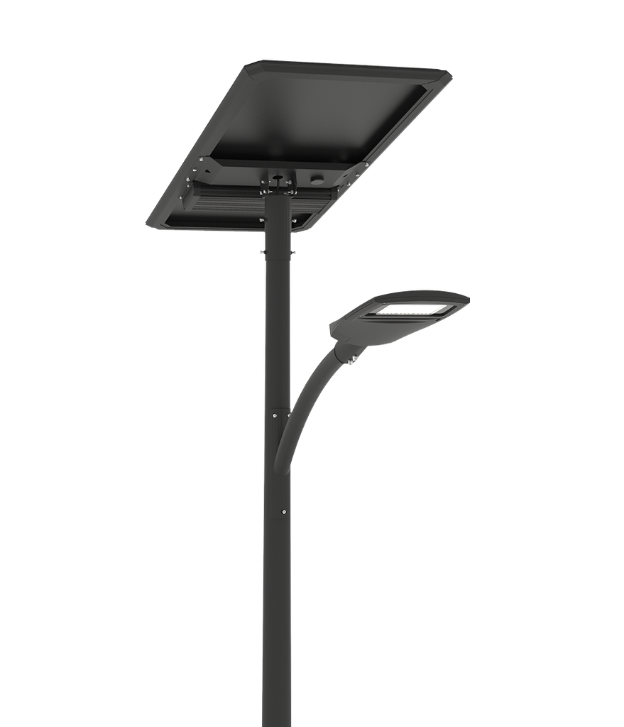 [SSLXPRO 12K]  Module solaire Monocristallin Technologie TOP CON : 285 Wc orientable à 360° incliné à 30 degrés /  Batterie LIFEPO4 : 1358 Wh / Système intelligent de gestion D4I / Nœud Zhagha D4I de gestion à Distance / Decteur de présence Zhaga D4I en option fixation sous le luminaire / 1 luminaire   