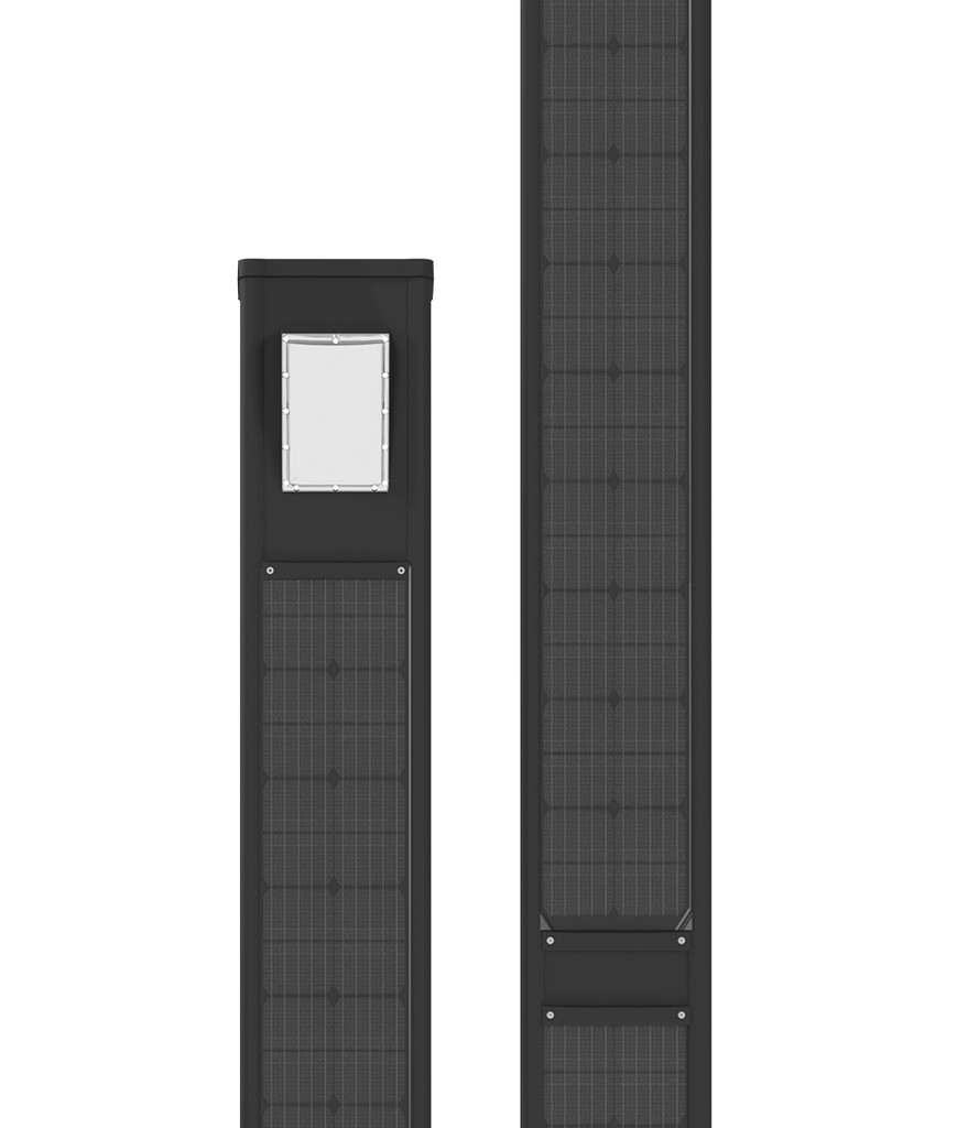 [TOTEM_+9K 2700K]  Colone lumineuse en aluminium anodisé RAL 9017 / Simple feu / Hauteur de feu 6 m / restistance cyclonique / entraxe 300x300 / Module solaire Monocristallin Technologie TOP CON : 330 Wc /  Batterie LIFEPO4 : 1062 Wh / Système intelligent de gestion D4I / Nœud Zhagha D4I de gestion à Distance / Decteur de présence Zhaga D4I en option fixation sous le luminaire 