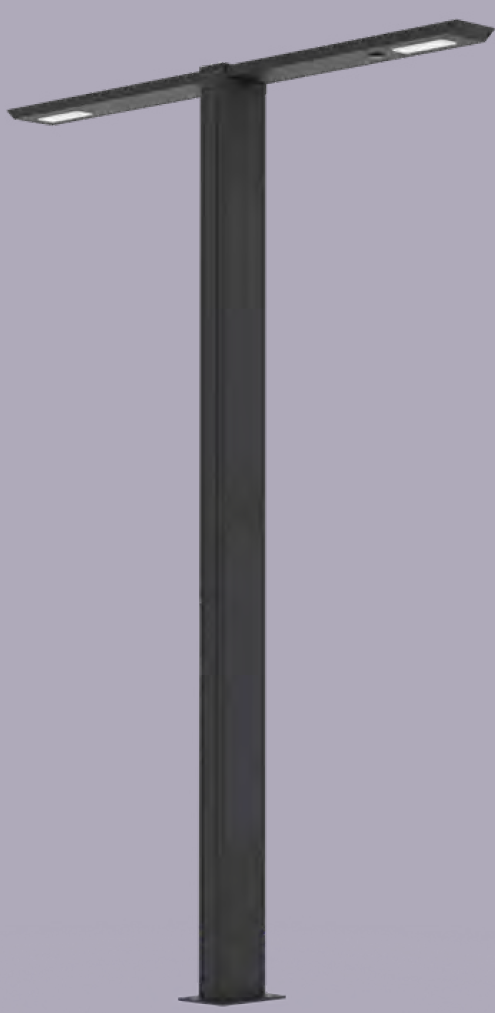 [TOTEM_DUAL+3K 2700K]  Colone lumineuse en aluminium anodisé RAL 9017 / Double feu / Hauteur de feu 3,7 m / restistance cyclonique / entraxe 300x300 / Module solaire Monocristallin Technologie TOP CON : 195 Wc /  Batterie LIFEPO4 : 730 Wh / Système intelligent de gestion D4I / Nœud Zhagha D4I de gestion à Distance / Decteur de présence Zhaga D4I en option fixation sous le luminaire 