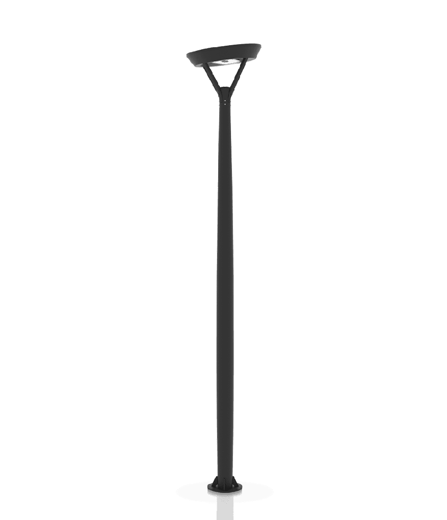 [KONOS + 180° 2700K]  Tête de mât avec Module solaire monocritallin Technologie TOP CON incliné à 12° orientable à 360° : 45 Wc / Batterie LIFEPO4 : 320 Wh / Module LED orientable / Système intelligent de gestion D4I / Detecteur de présence Radar + PIR 