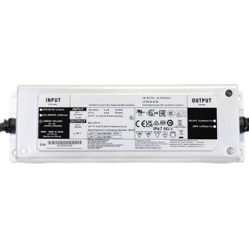 Alim. LED 200W DC24V PFC IP67 - XLG