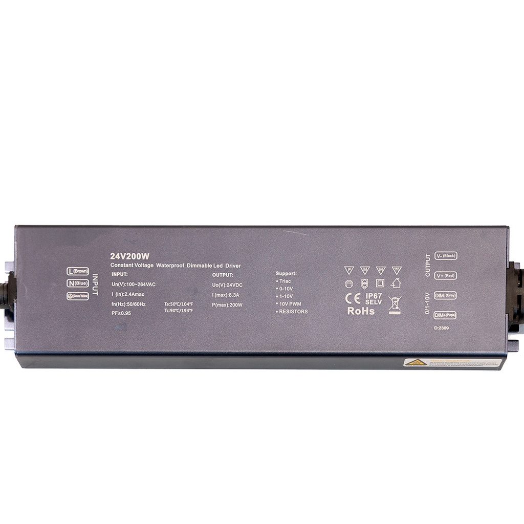 Alim. LED 200W DC24V Dimmable TRIAC IP67