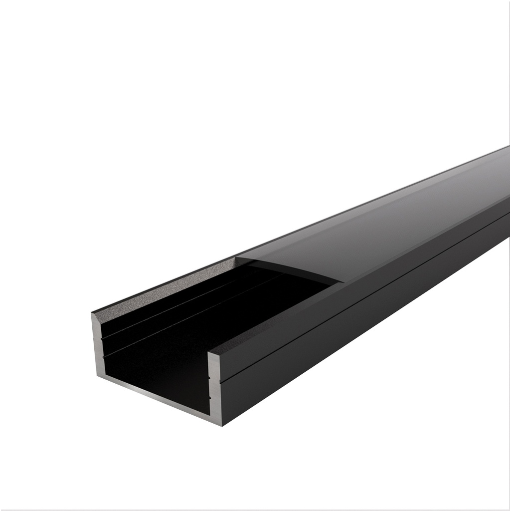 DOUR Profilé Apparent 2,9m Noir avec diffuseur noir - Individuel