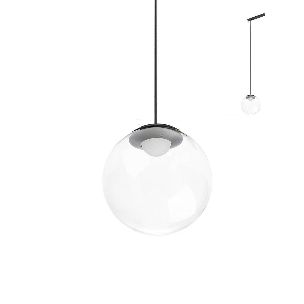 XCLICK S DECO. SPHERICAL SUSP. LIGHT FITTING 4,6W 48V DC 3000K CRI.90 IP20 UGR<16 BK (5.1.2)