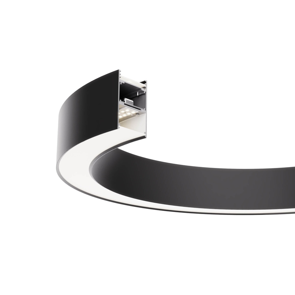 XFREE M CURVED 1500mm 45dgr SUSP. LIGHT FITTING D/I 34/11W 220-240V AC 3000K CRI.90 IP40 100dgr 1178mm SBK (4.1.2)