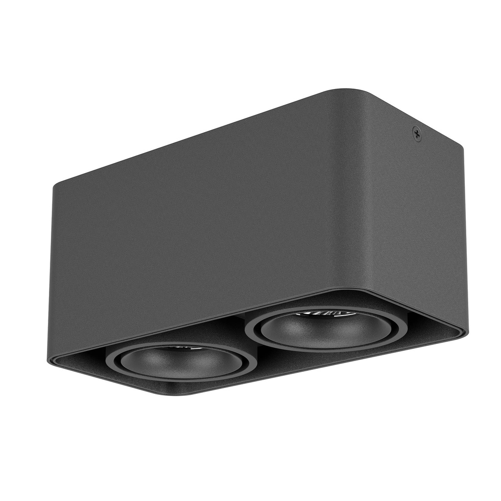 XKUBO SURF. SQ. LIGHT FITING 2x10W 220-240V AC 3000K CRI.90 36dgr SBK/SBK (5.1.2)