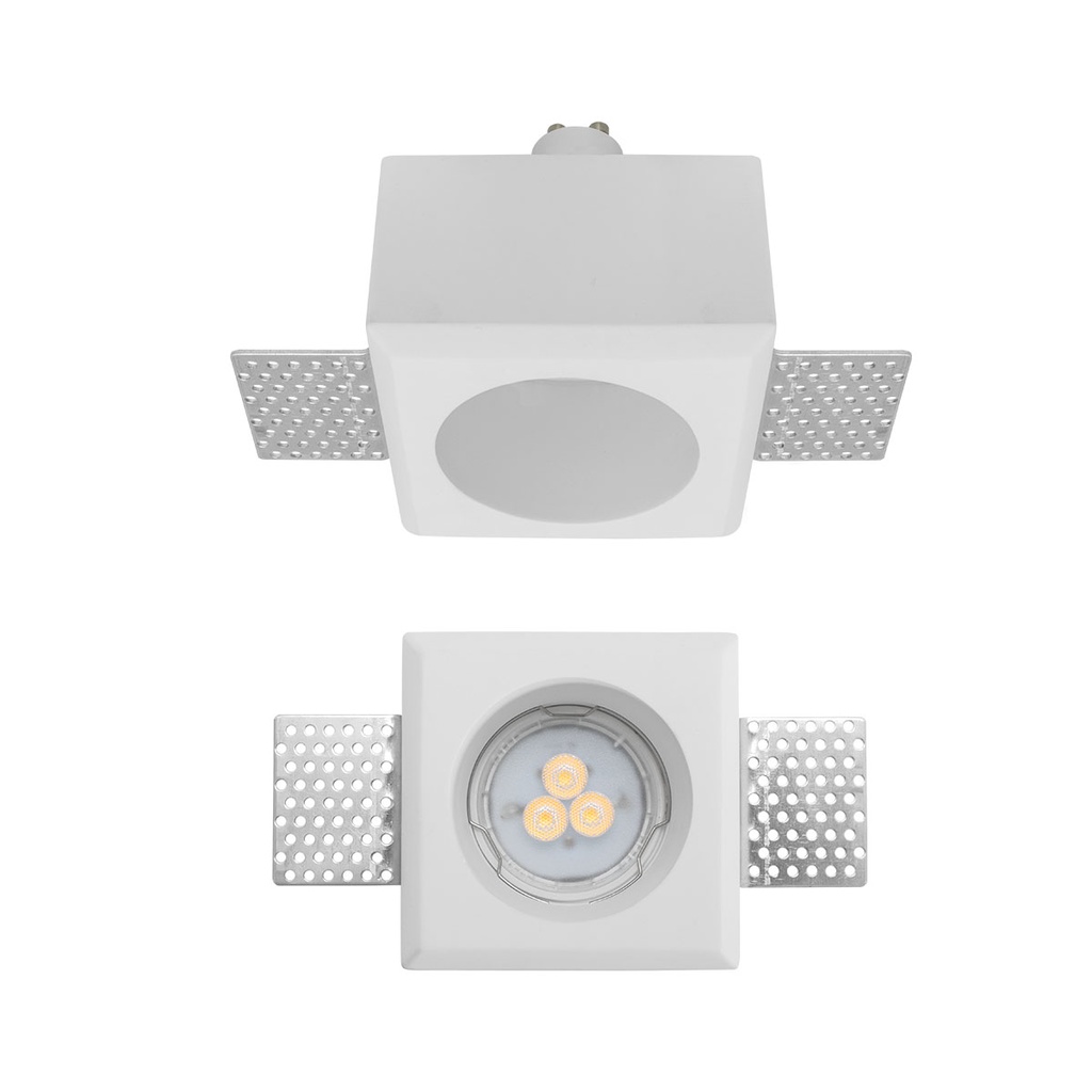 XGESS MINI TRIM. REC. SQ. SPOT GU10/PAR16 1x50W max. 230V AC 80x80 mm RND. IP20 GP WH (5.1.1)