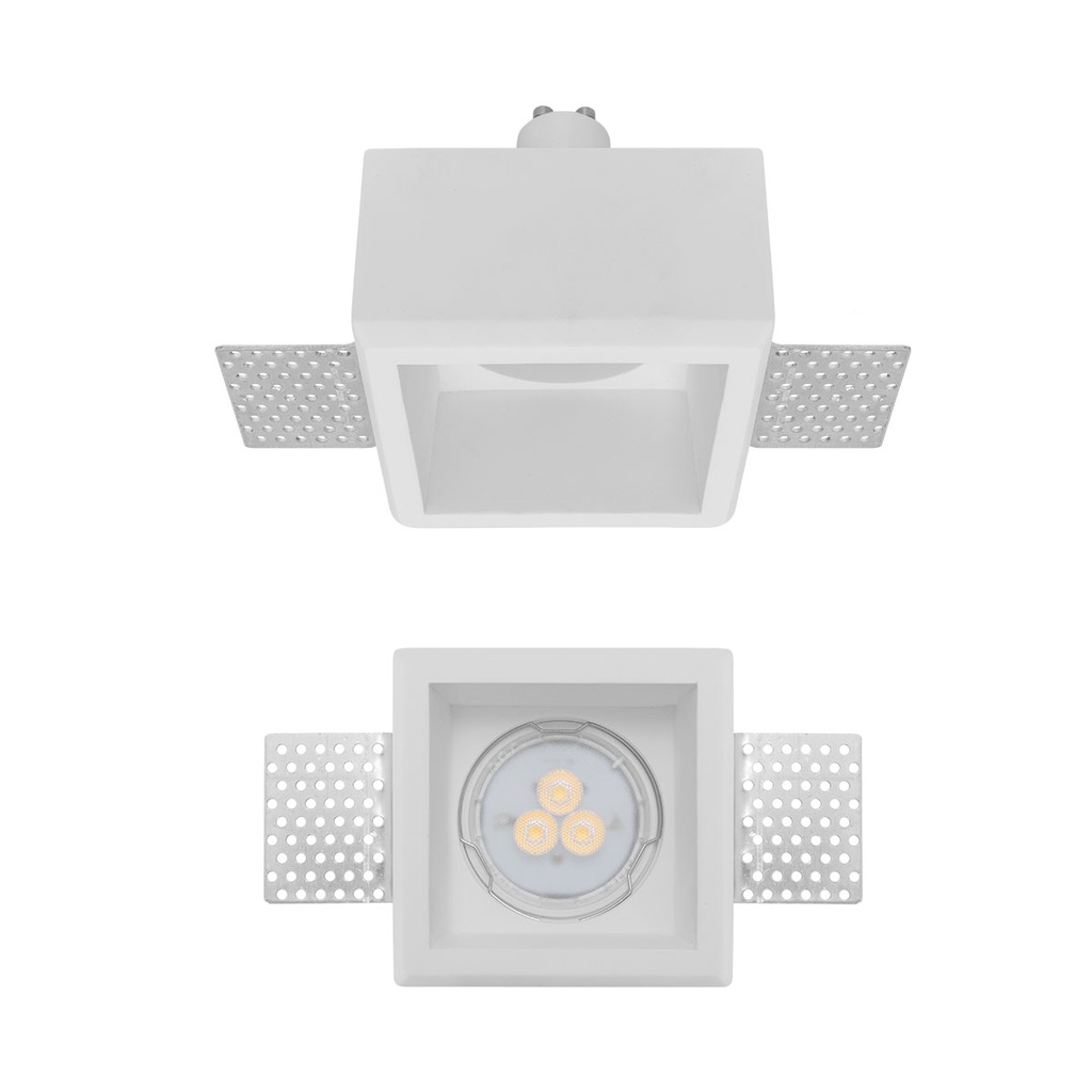 XGESS MINI TRIM. REC. SQ. SPOT GU10/PAR16 1x50W max. 230V AC 80x80 mm SQ. IP20 GP WH (5.1.1)