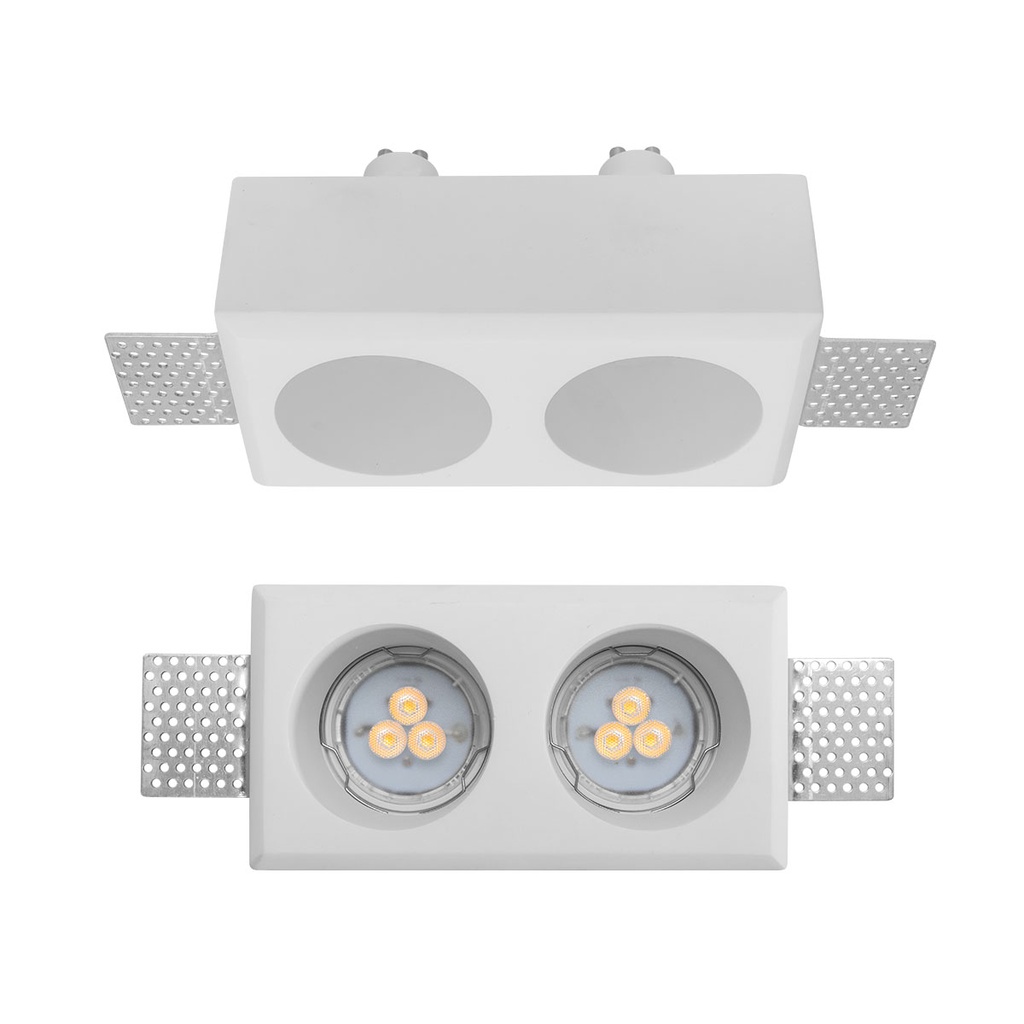 XGESS MINI TRIM. REC. SQ. SPOT GU10/PAR16 2x50W max. 230V AC 80x80 mm RND. IP20 GP WH (5.1.1)