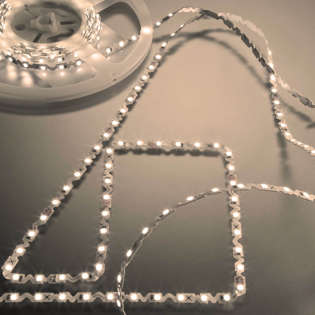 XRIBO ZIGZAG 5m/reel IP65 LEDS STRIP 72W/5m 72LED/m 24V DC 3000K CRI.80 >115° (5.1.2)