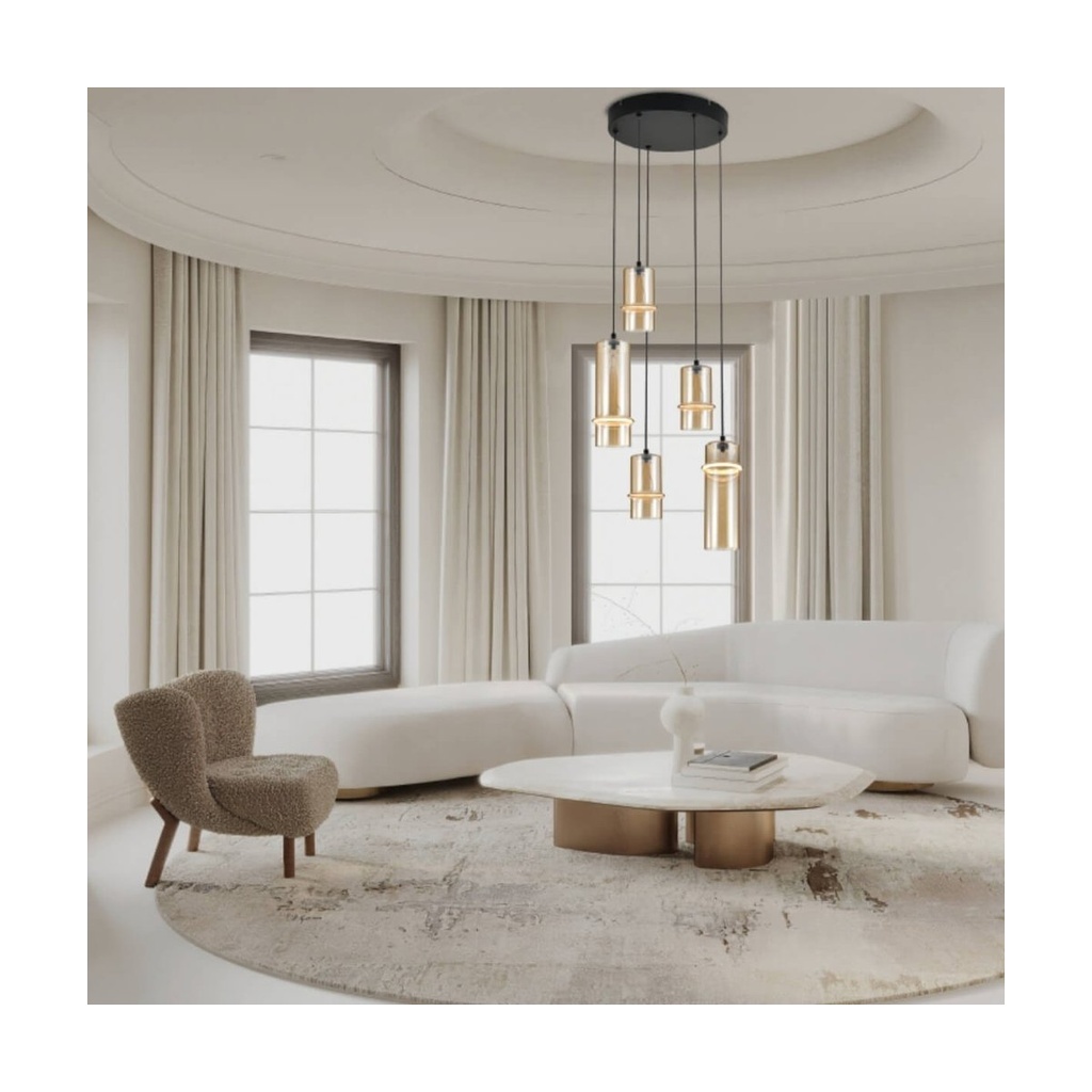 PENDANT LED LIGHT 20W 3000KS SANDY BLACK - CHAMPAGNE GLASS 