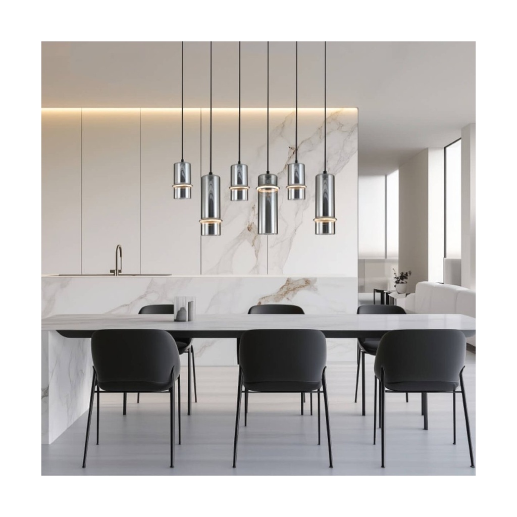 PENDANT LED LINE LIGHT 26W 3000K SANDY BLACK - SMOKED GLASS