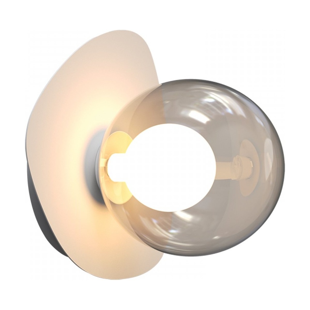 WALL LIGHT 1xG9 LED MAX 4W SANDY WHITE - SMOKED GLASS