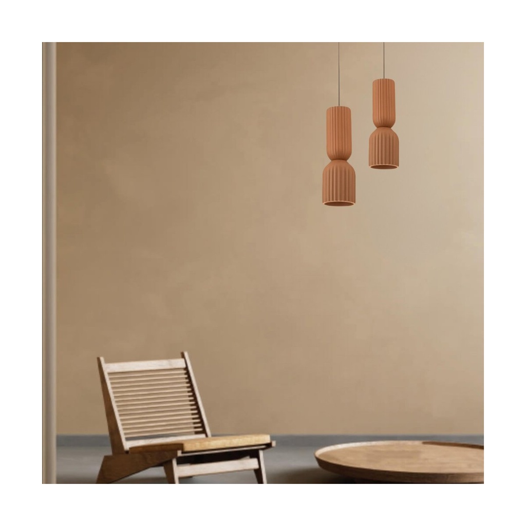 PENDANT LIGHT 1xE27 LED MAX 11W TERRACOTTA - SANDY BLACK CLAY - METAL