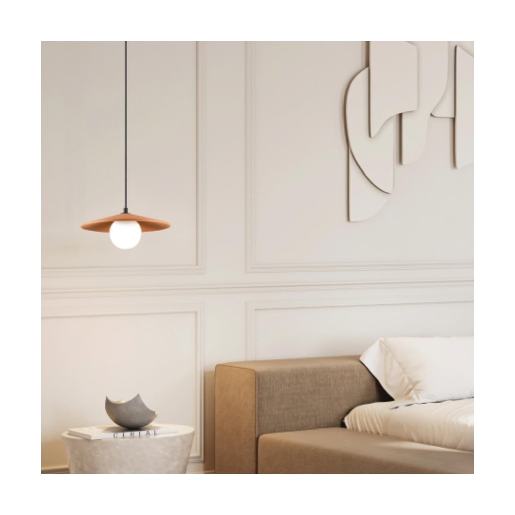 PENDANT LIGHT 1xG9 LED MAX 9W TERRACOTTA CLAY - BLACK  - METAL - OPAL GLASS